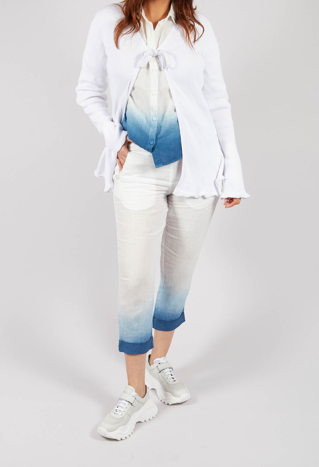 Dip Dyed Geisha Pants in White and Blue
