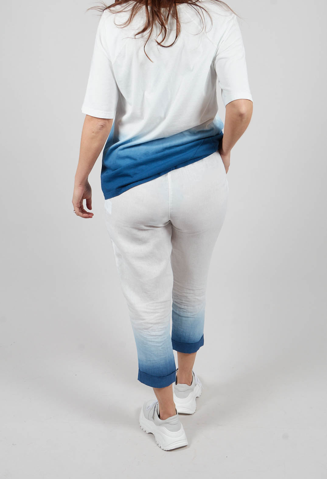 Dip Dyed Geisha Pants in White and Blue