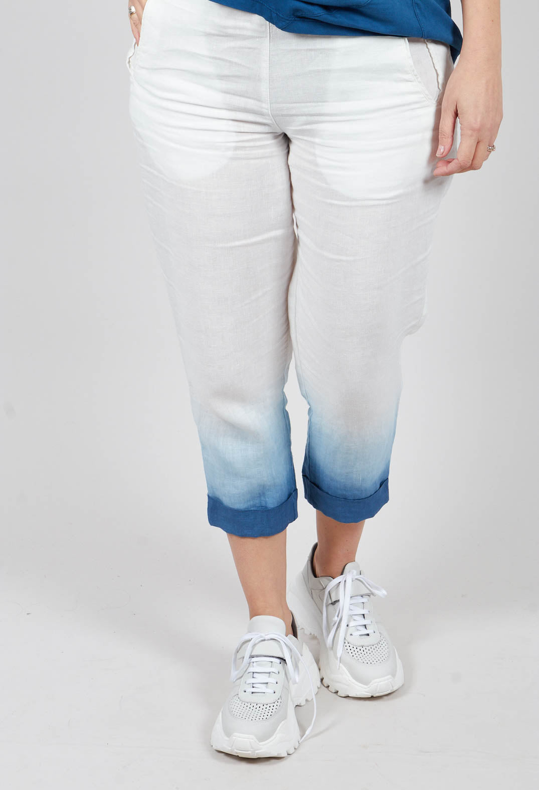Dip Dyed Geisha Pants in White and Blue