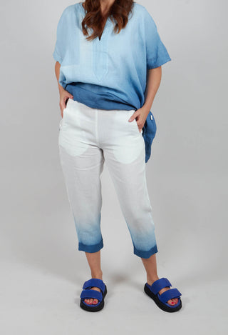 Dip Dyed Geisha Pants in White and Blue