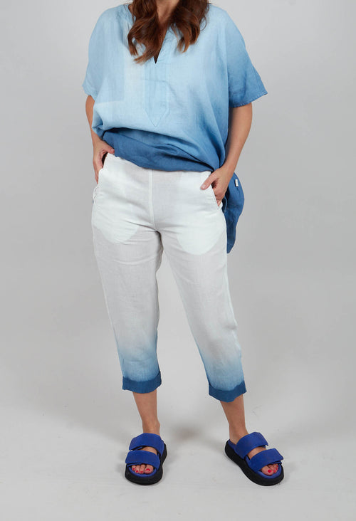 Dip Dyed Geisha Pants in White and Blue