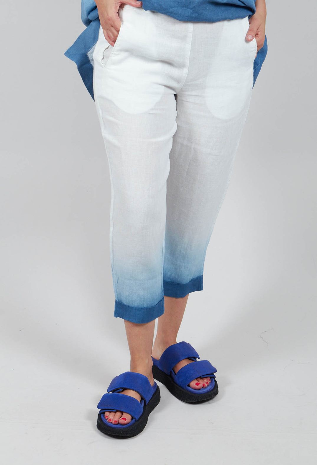 Dip Dyed Geisha Pants in White and Blue