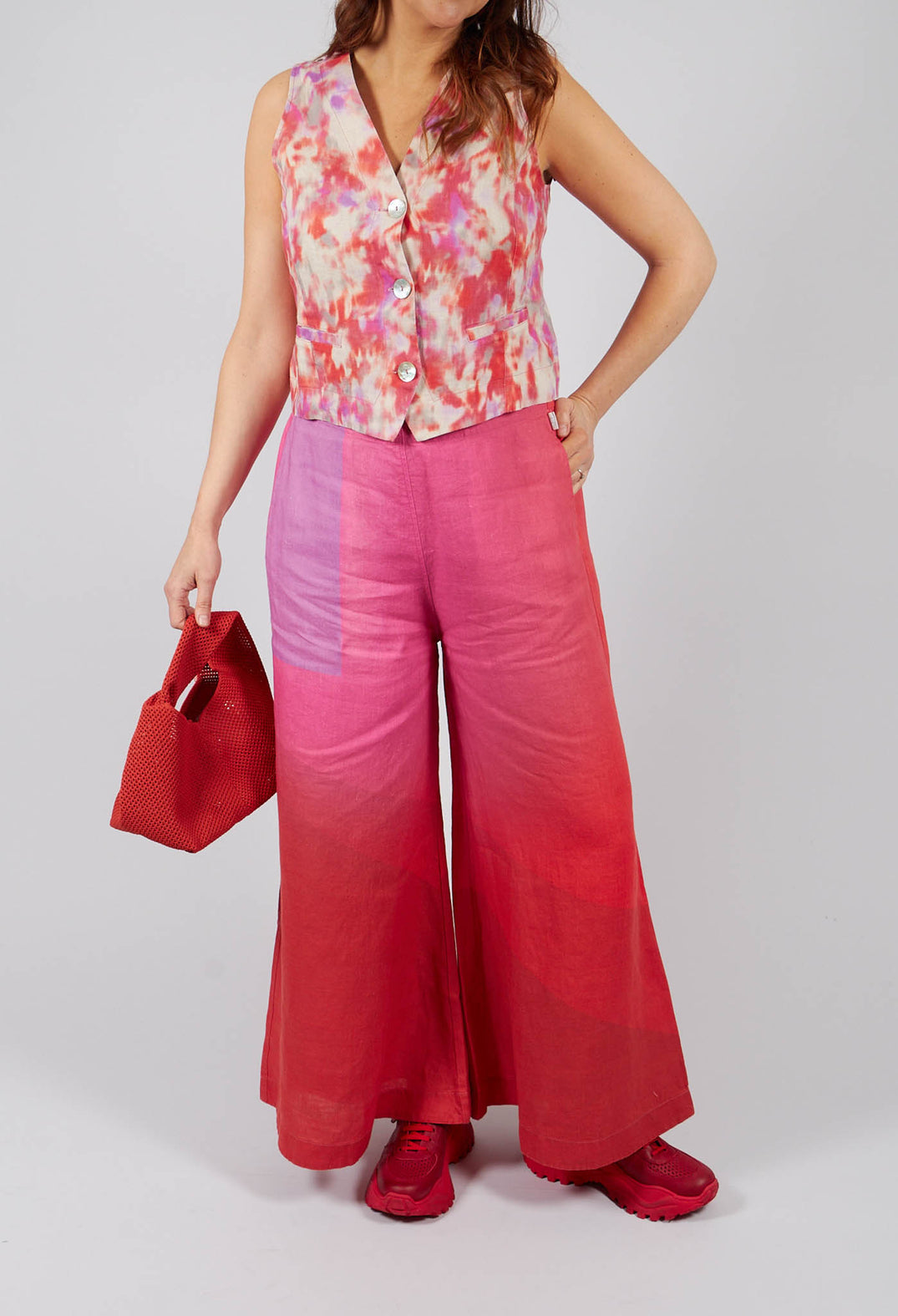 High-Waisted Maki Pants in Bright Red