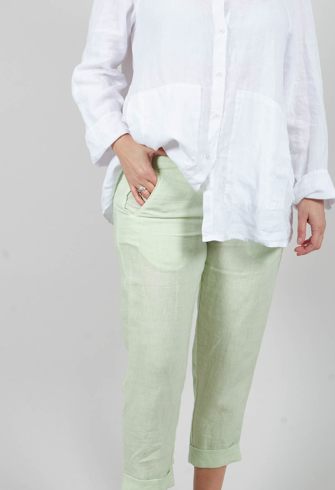 Linen Geisha Pants in Spring Green