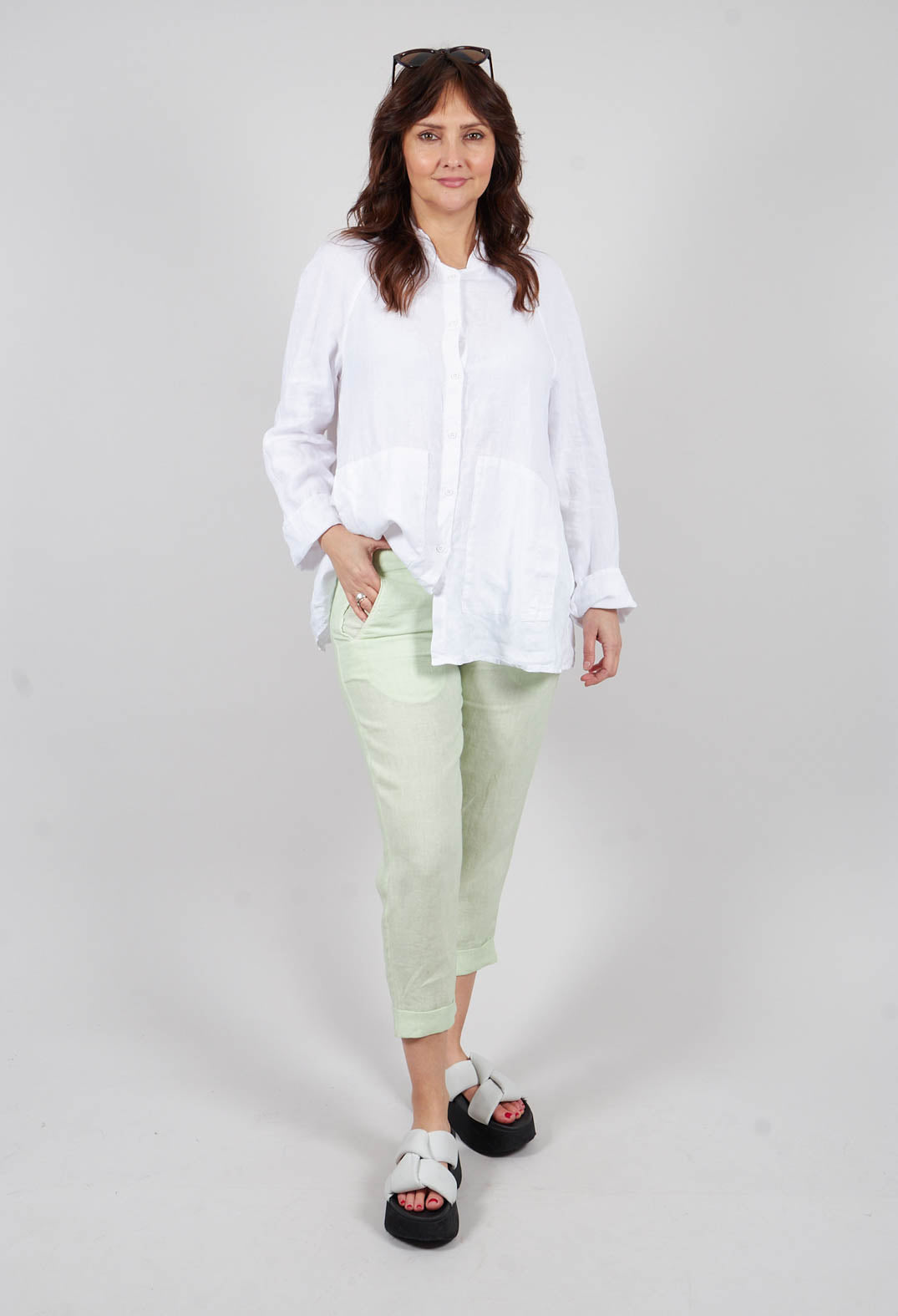 Linen Geisha Pants in Spring Green