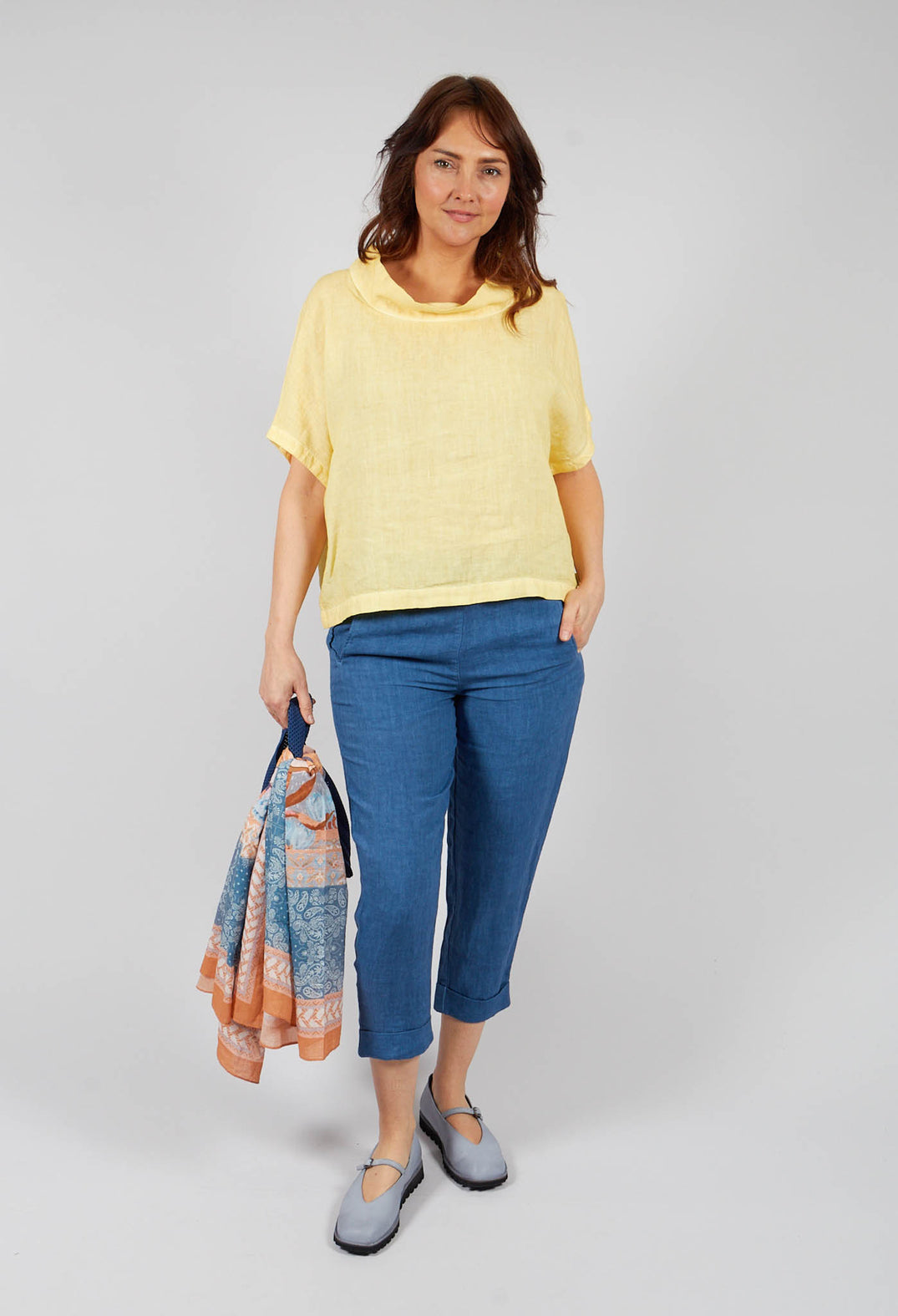 Linen Geisha Pants in Eve Blue