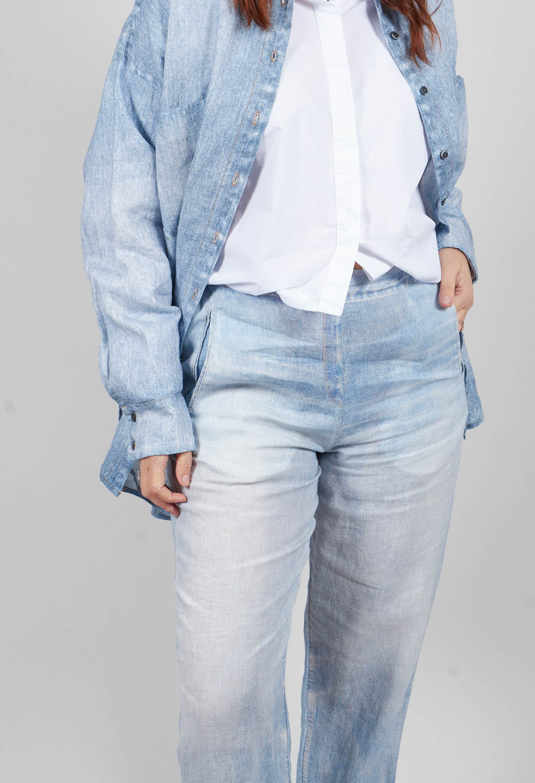 Long Geishan Pants in Bleach Denim