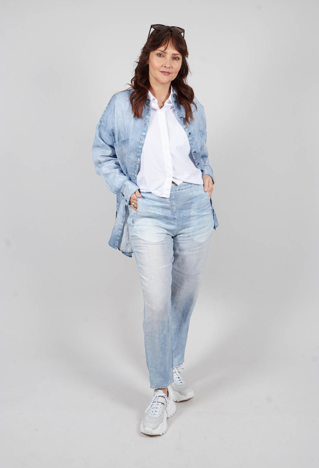 Long Geishan Pants in Bleach Denim