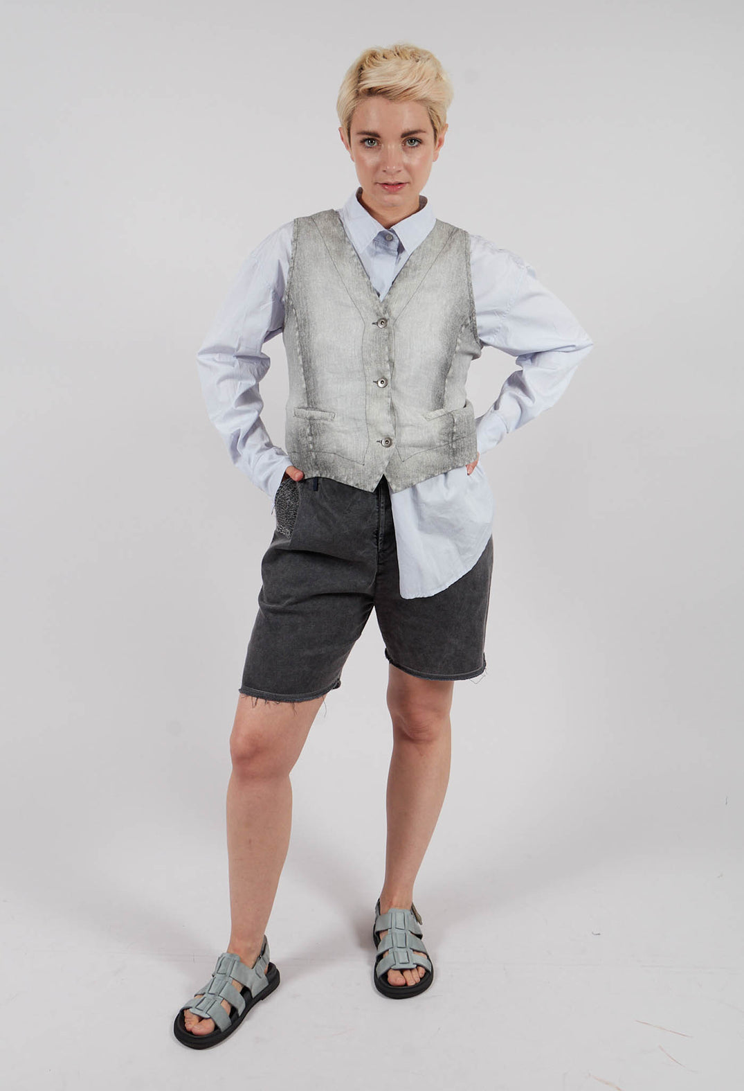 Kazmar Vest in Grey Denim