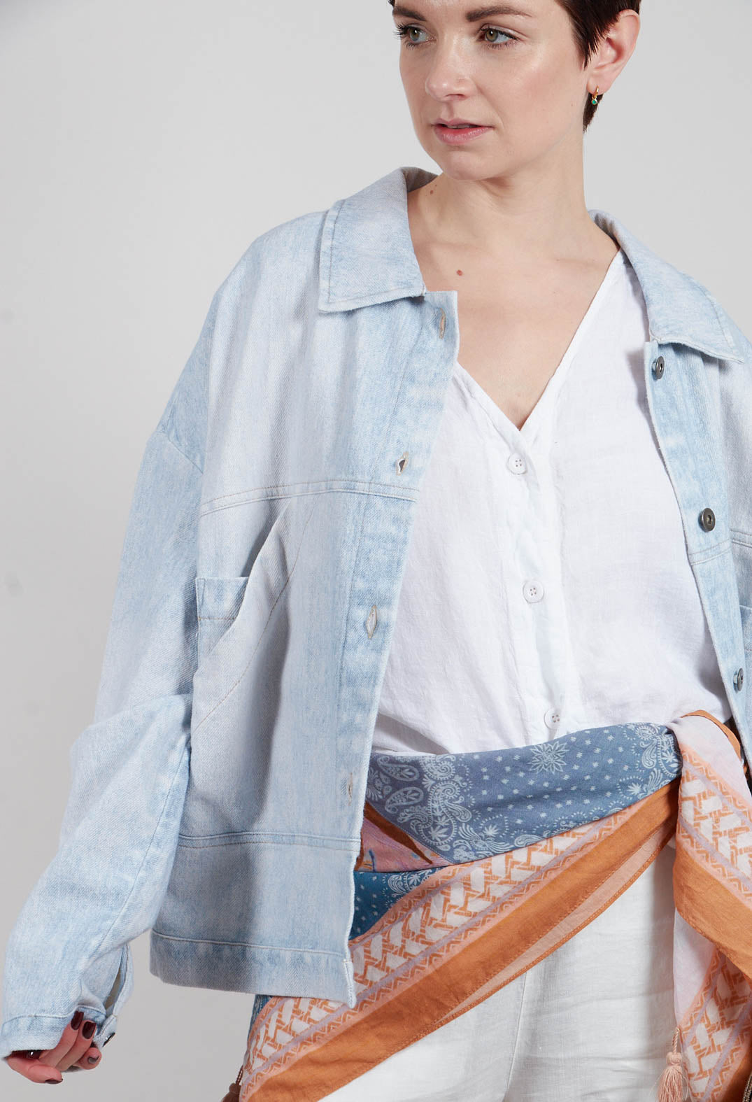 Egoda Jacket in Bleach Denin