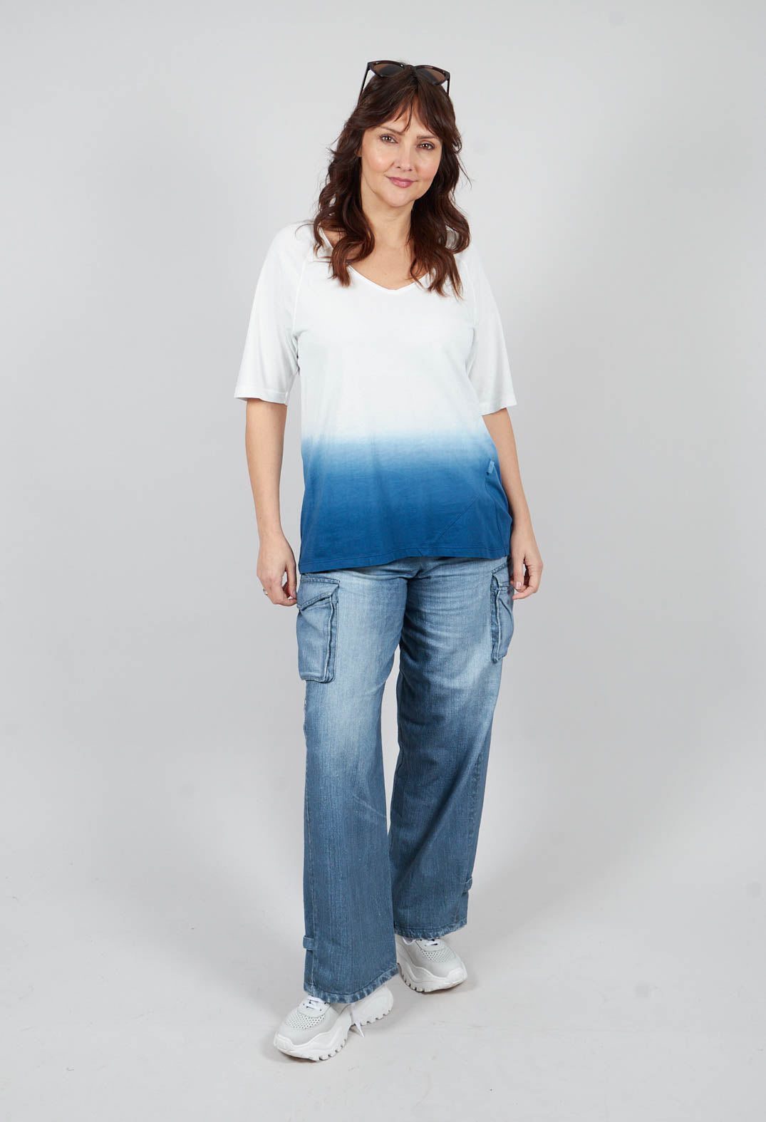 Rike Top in Undyed and Blue