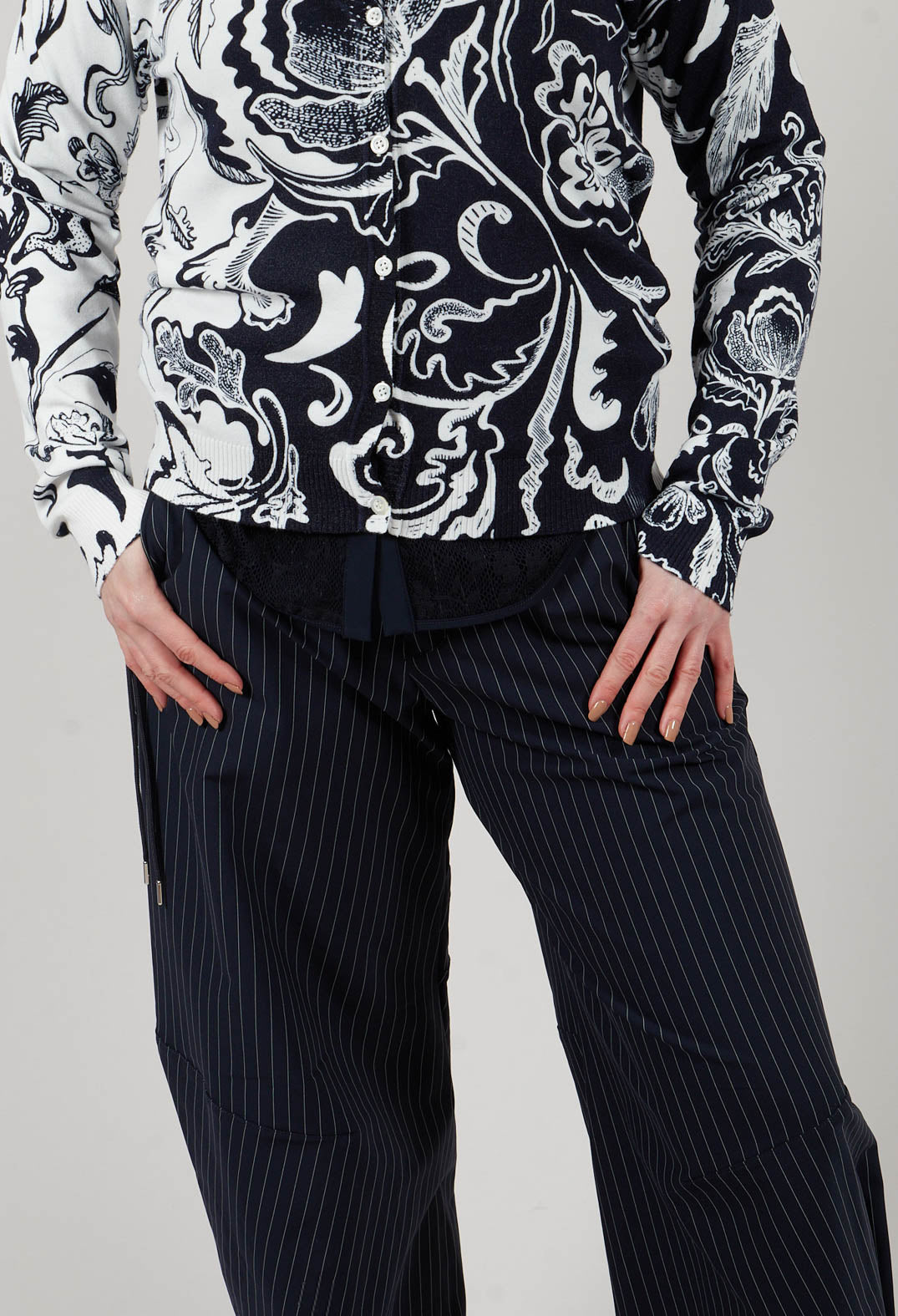 Mi Nority Trousers in Navy Pinstripe