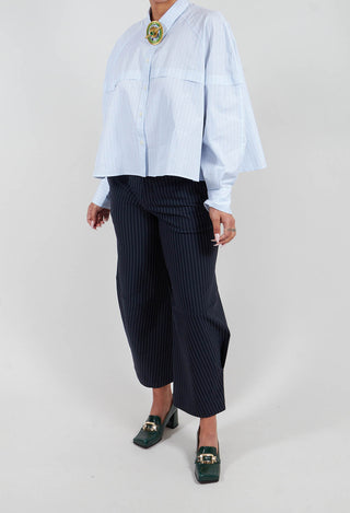 Mi Nority Trousers in Navy Pinstripe