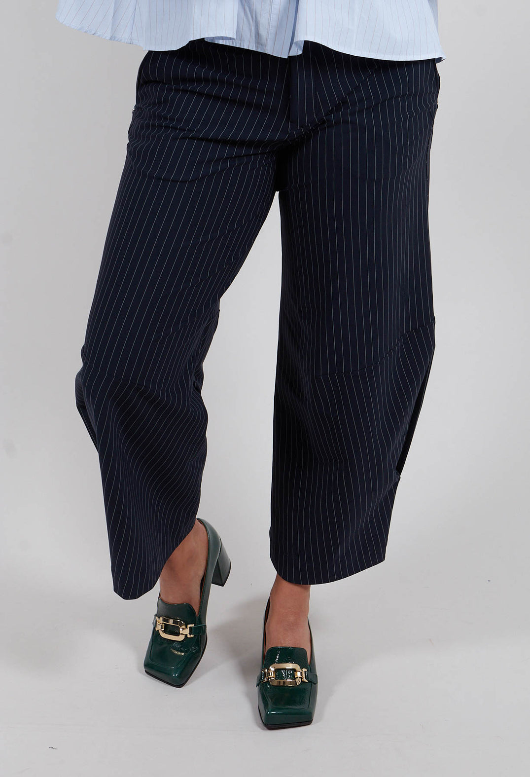 Mi Nority Trousers in Navy Pinstripe