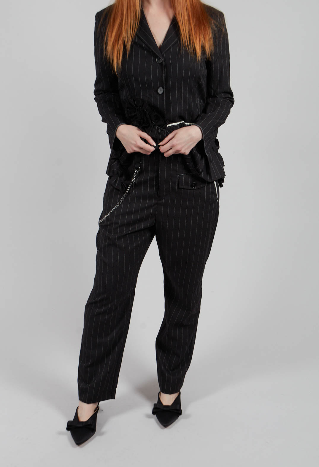 Hyper Trousers in Black Pinstripe