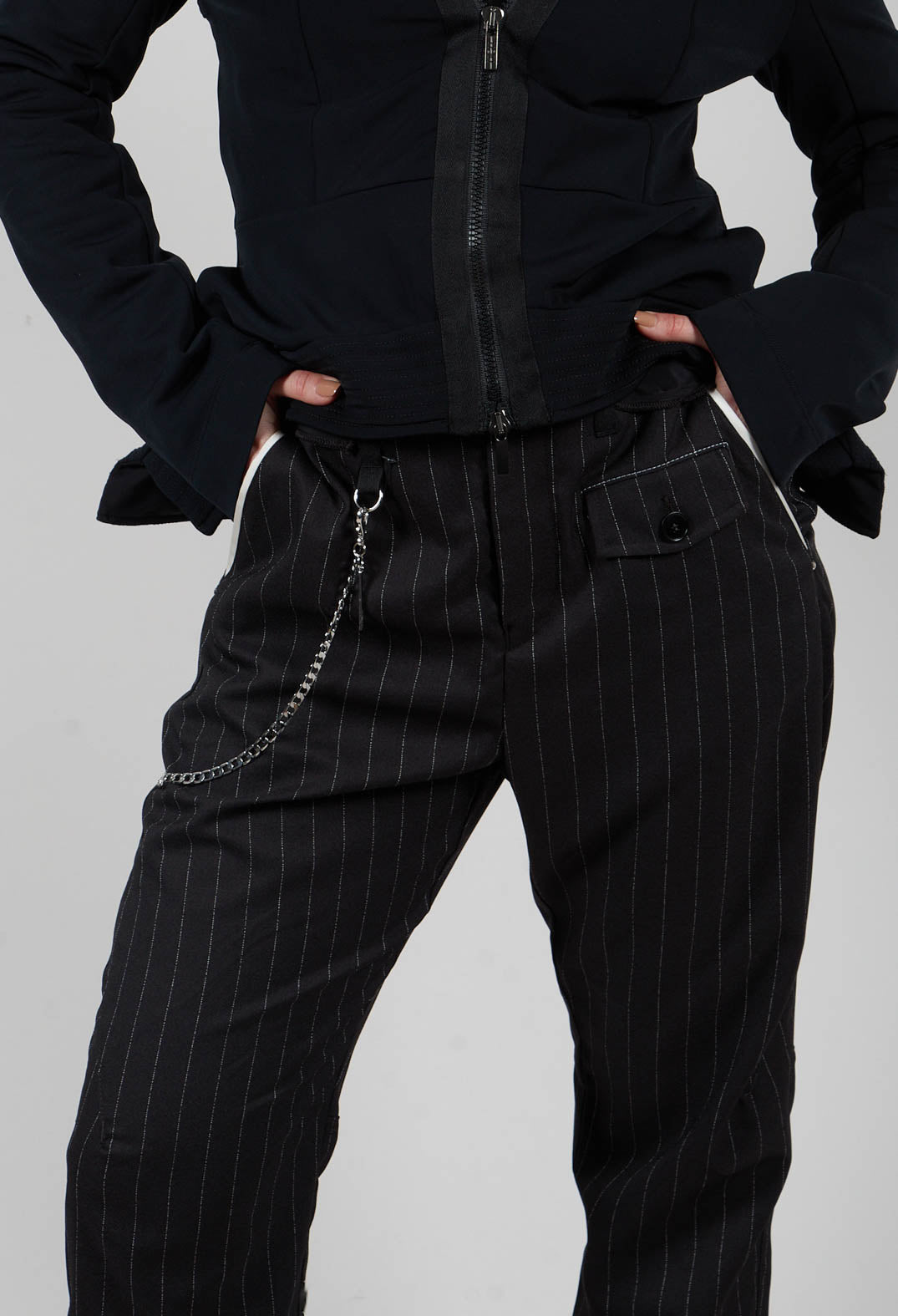 Hyper Trousers in Black Pinstripe