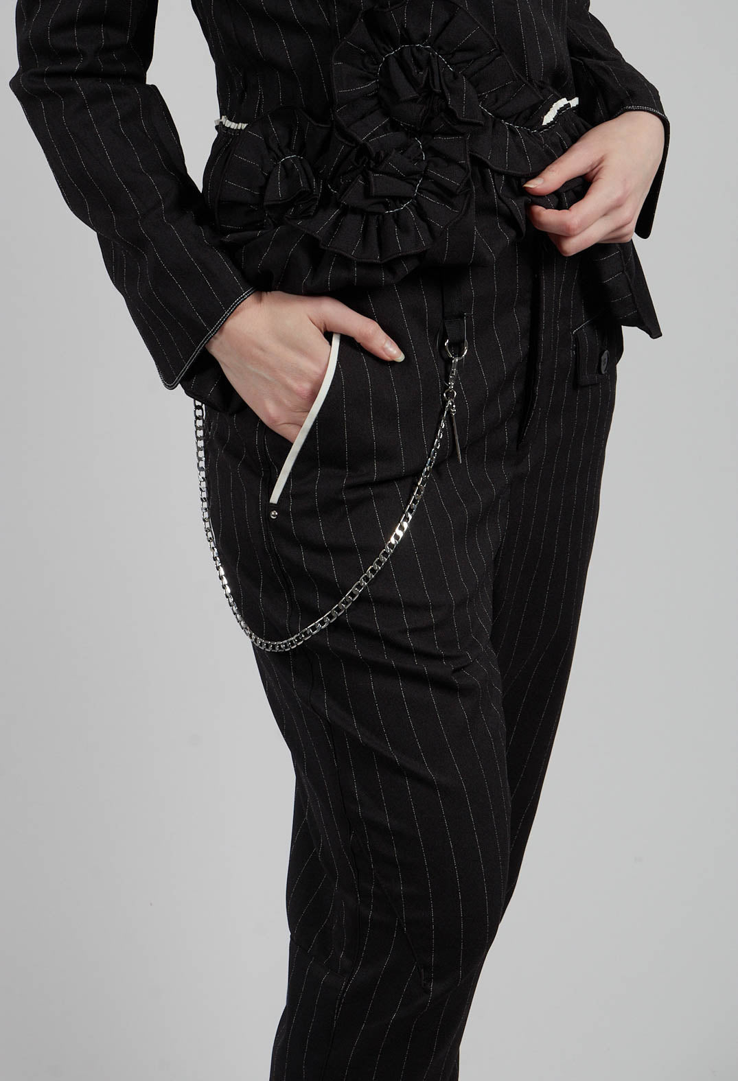 Hyper Trousers in Black Pinstripe