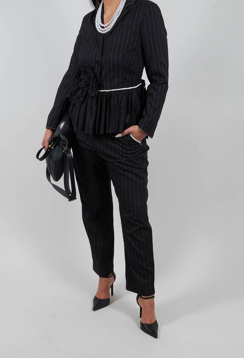 Hyper Trousers in Black Pinstripe