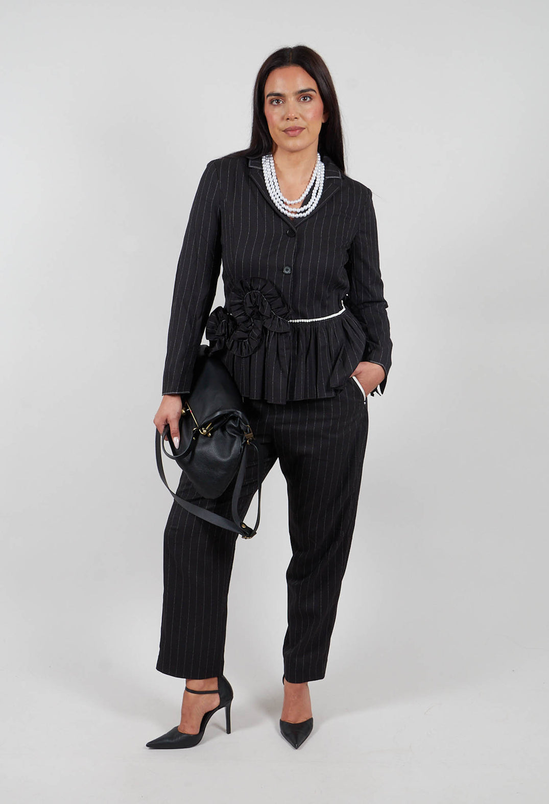 Hyper Trousers in Black Pinstripe