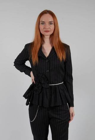 Ceremony Jacket in Black Pinstripe