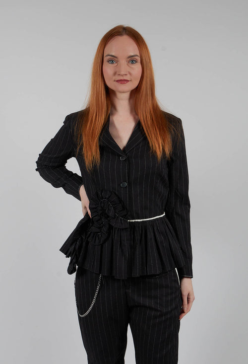Ceremony Jacket in Black Pinstripe