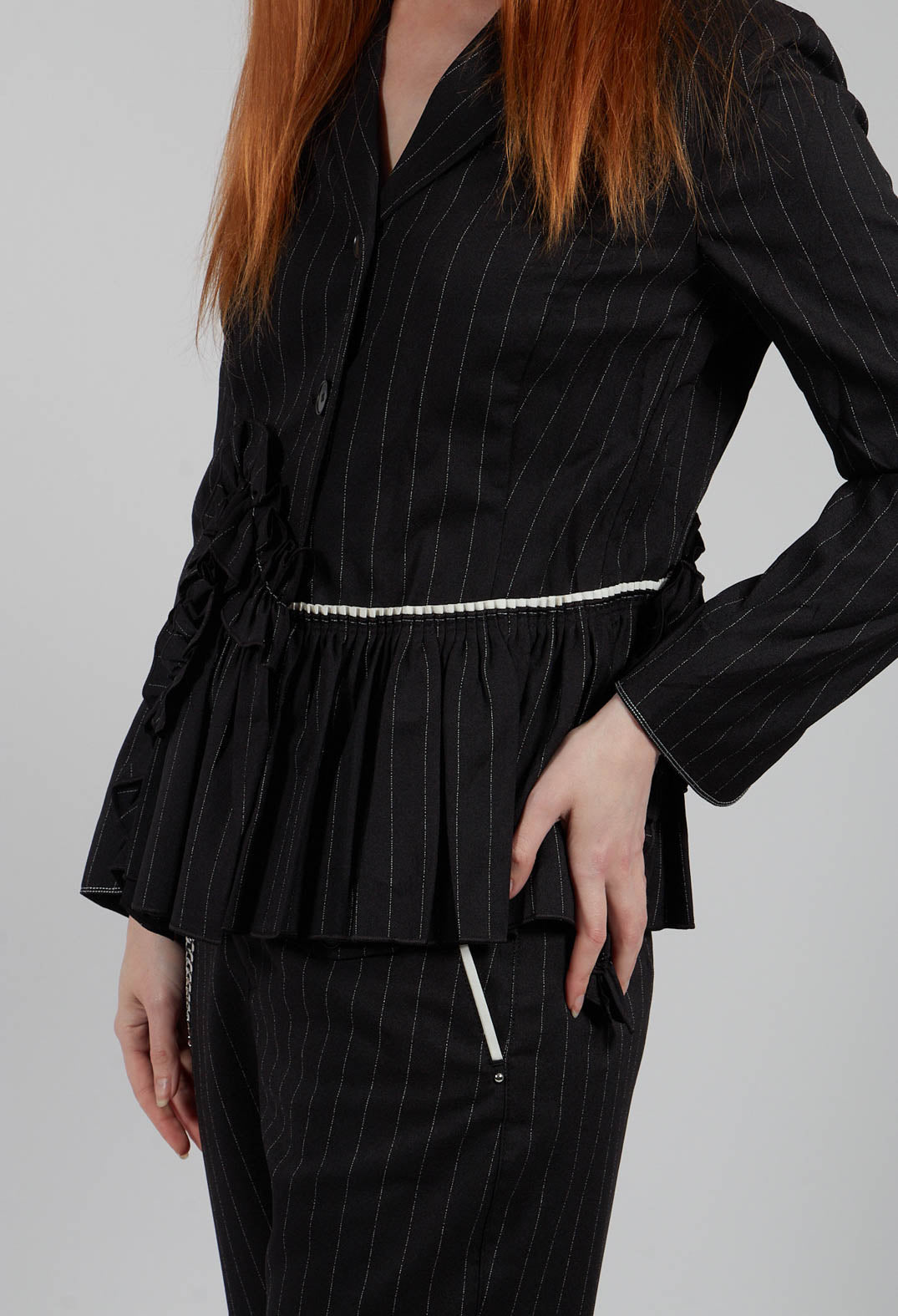 Ceremony Jacket in Black Pinstripe
