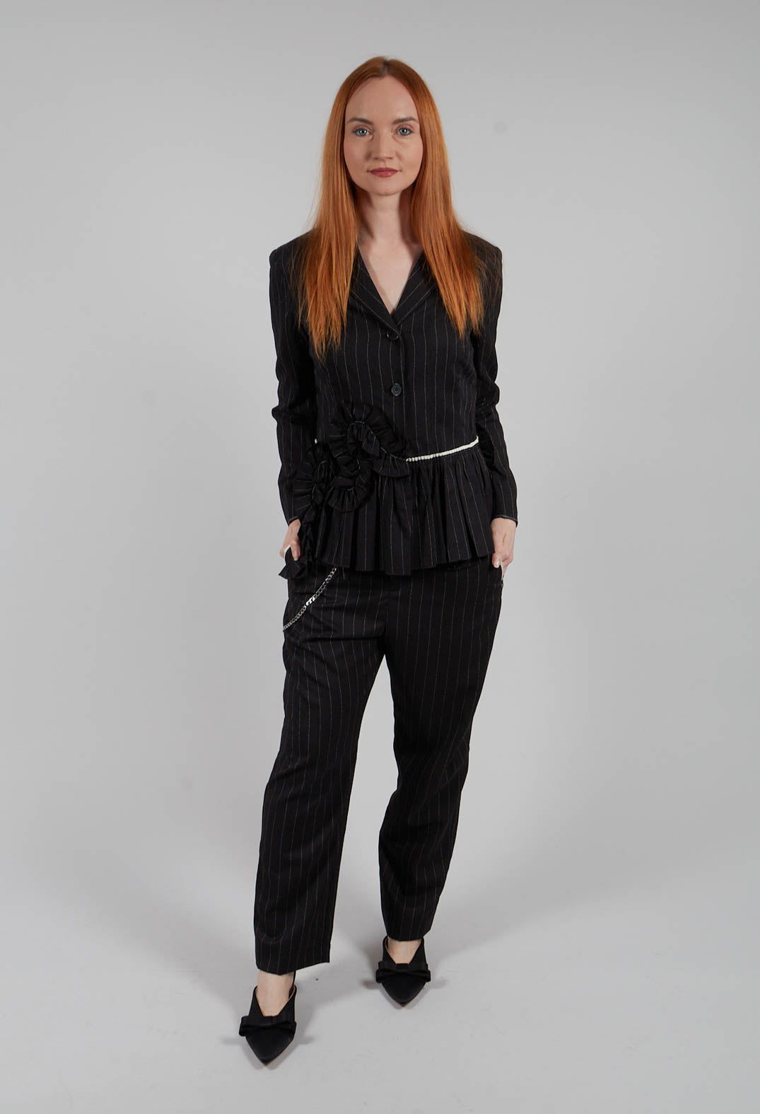 Ceremony Jacket in Black Pinstripe