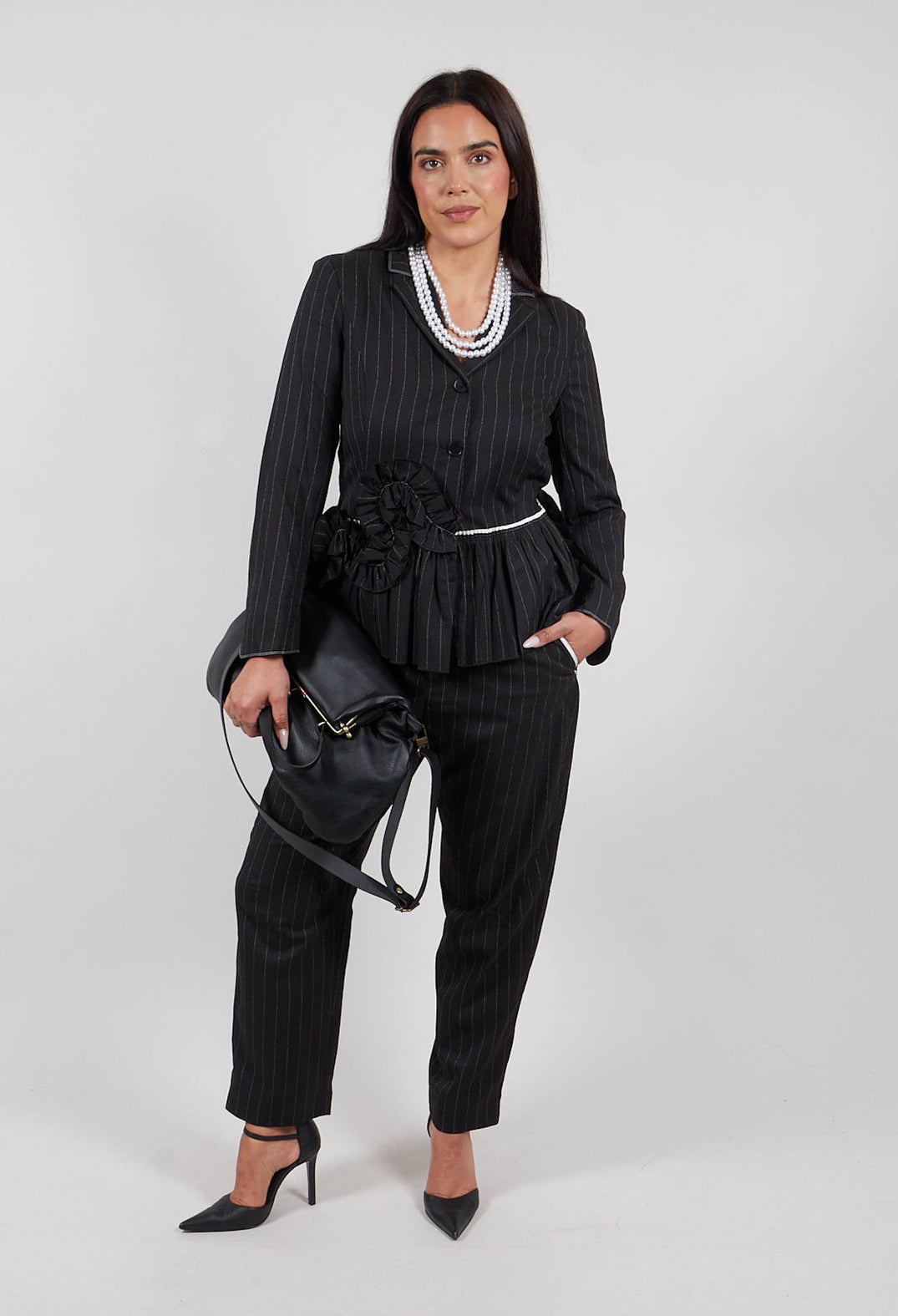 Ceremony Jacket in Black Pinstripe