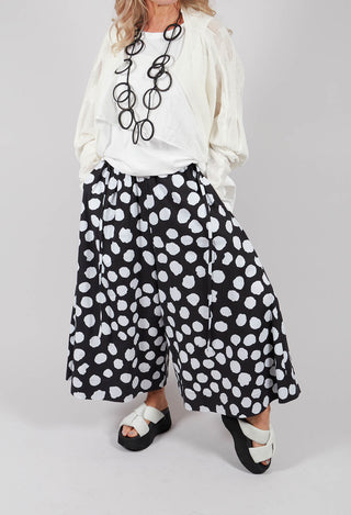Dotted Pant Skirt in Black and White