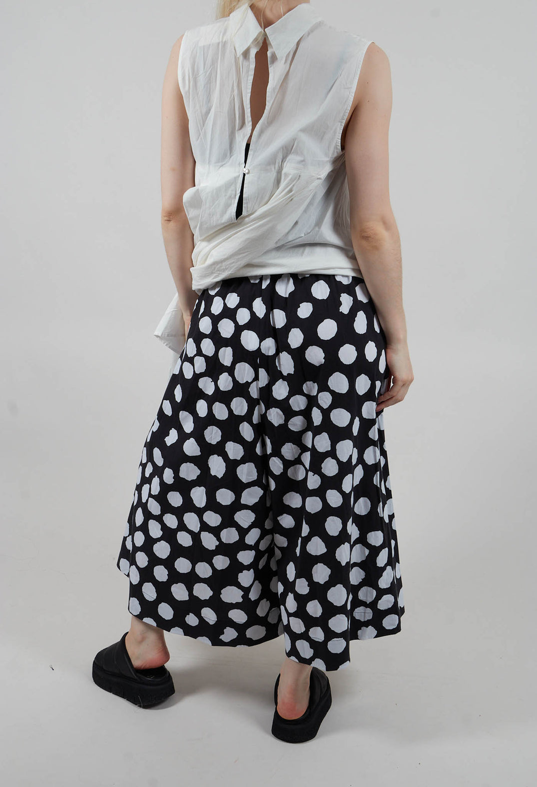 Dotted Pant Skirt in Black and White