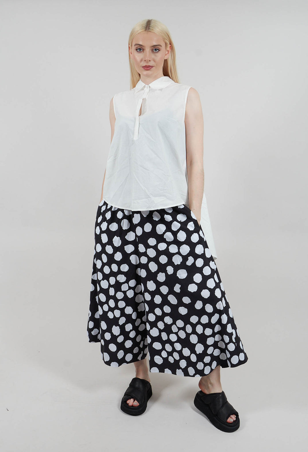 Dotted Pant Skirt in Black and White