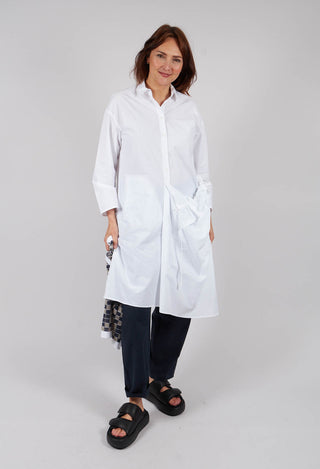 Long Shirt with Ruffles in White
