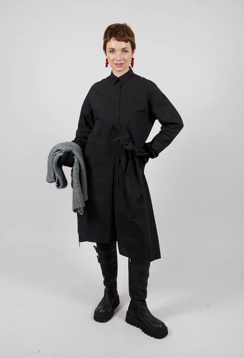 Long Shirt with Ruffles in Black