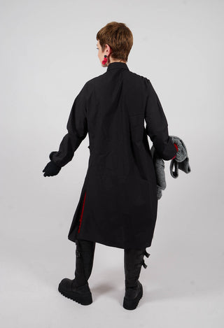 Long Shirt with Ruffles in Black