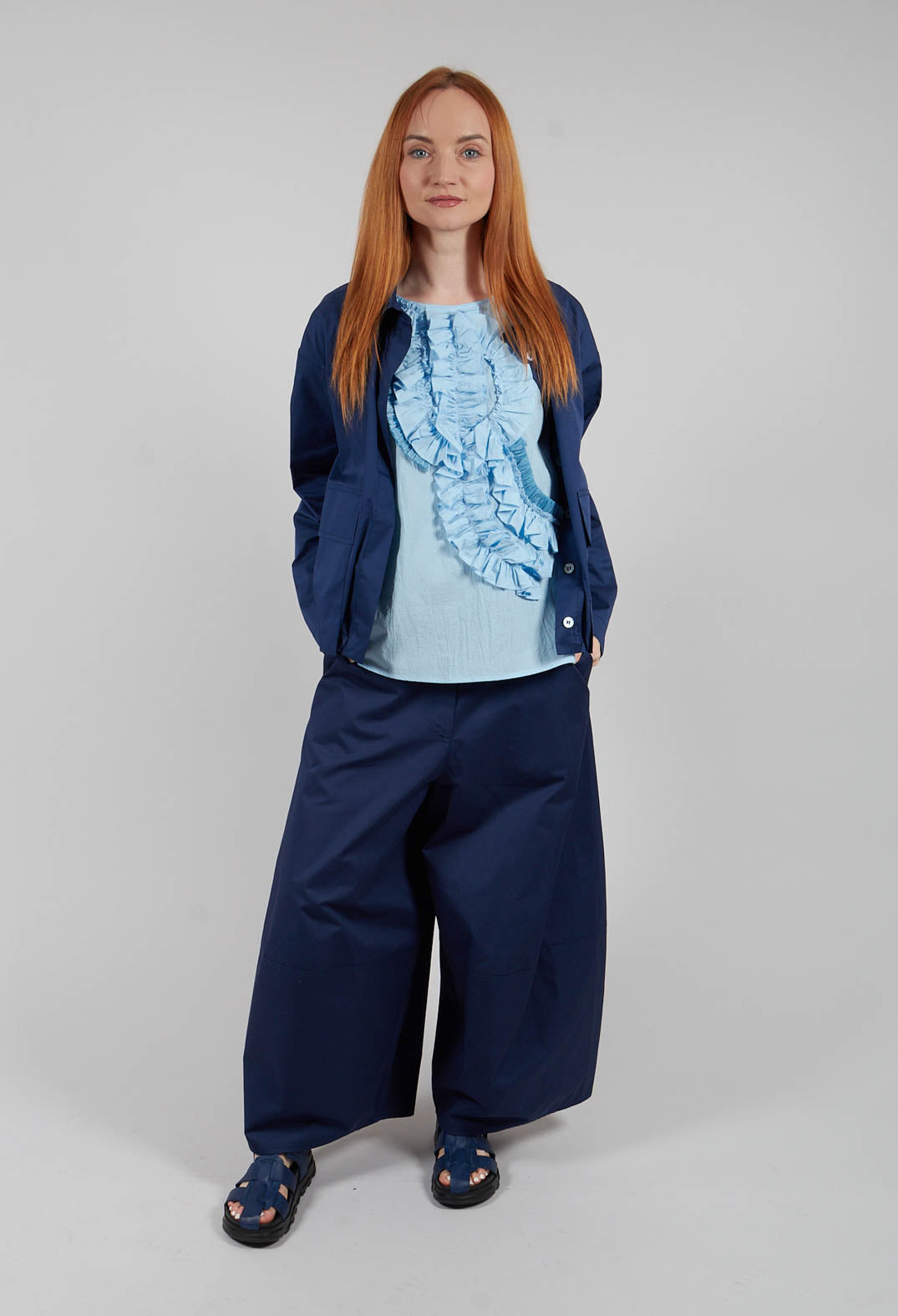 Wide Leg Trouser in Azure Blue