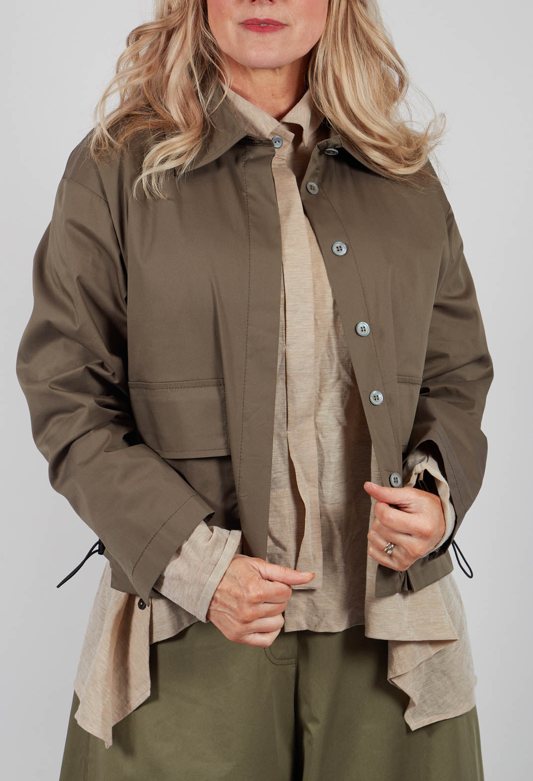 Jacket with Pockets in Dark Khaki