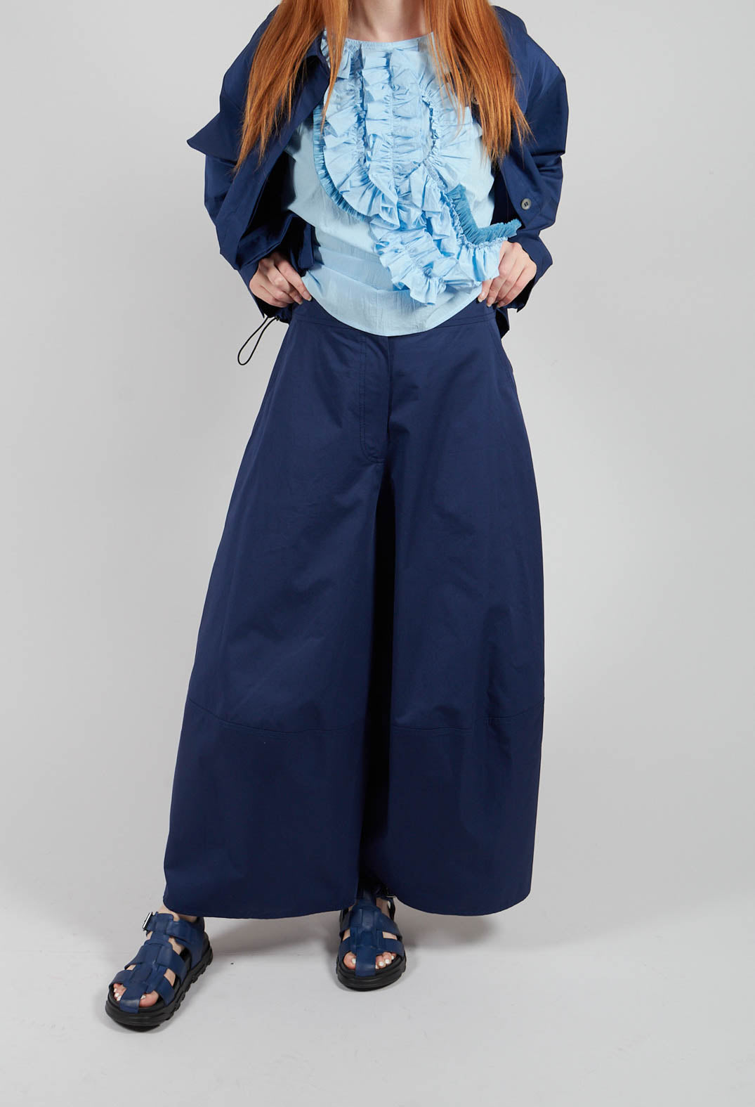 Wide Leg Trouser in Azure Blue