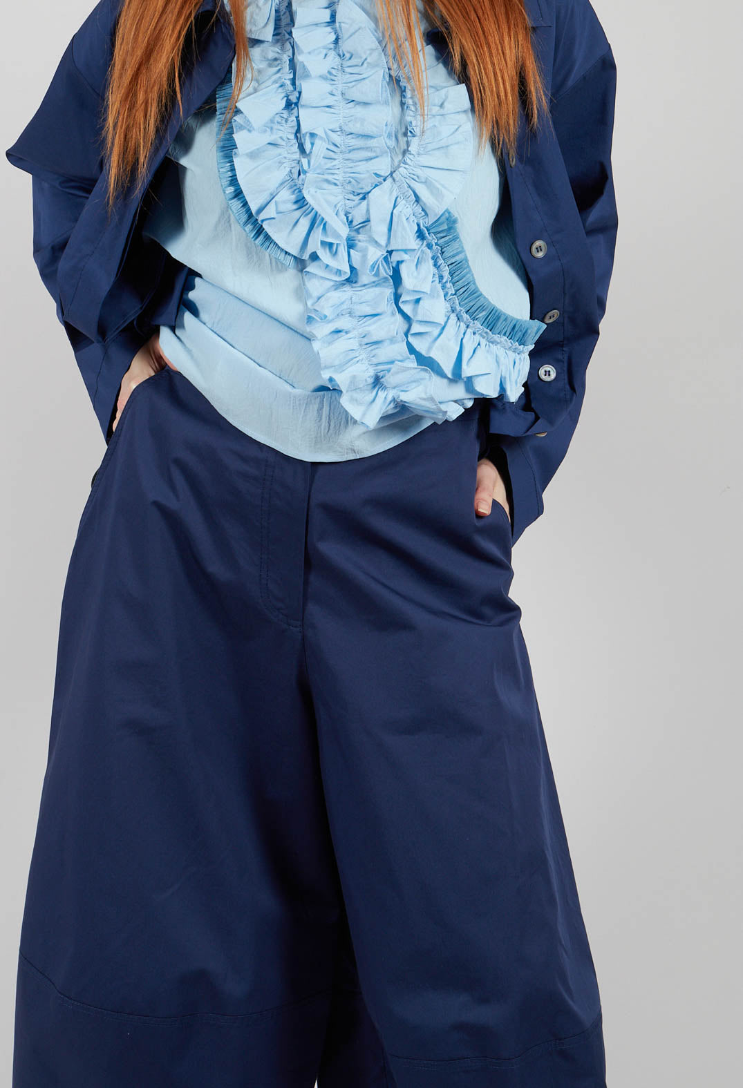 Wide Leg Trouser in Azure Blue
