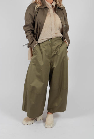 Wide Leg Trouser in Dark Khaki