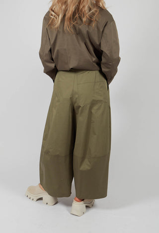 Wide Leg Trouser in Dark Khaki
