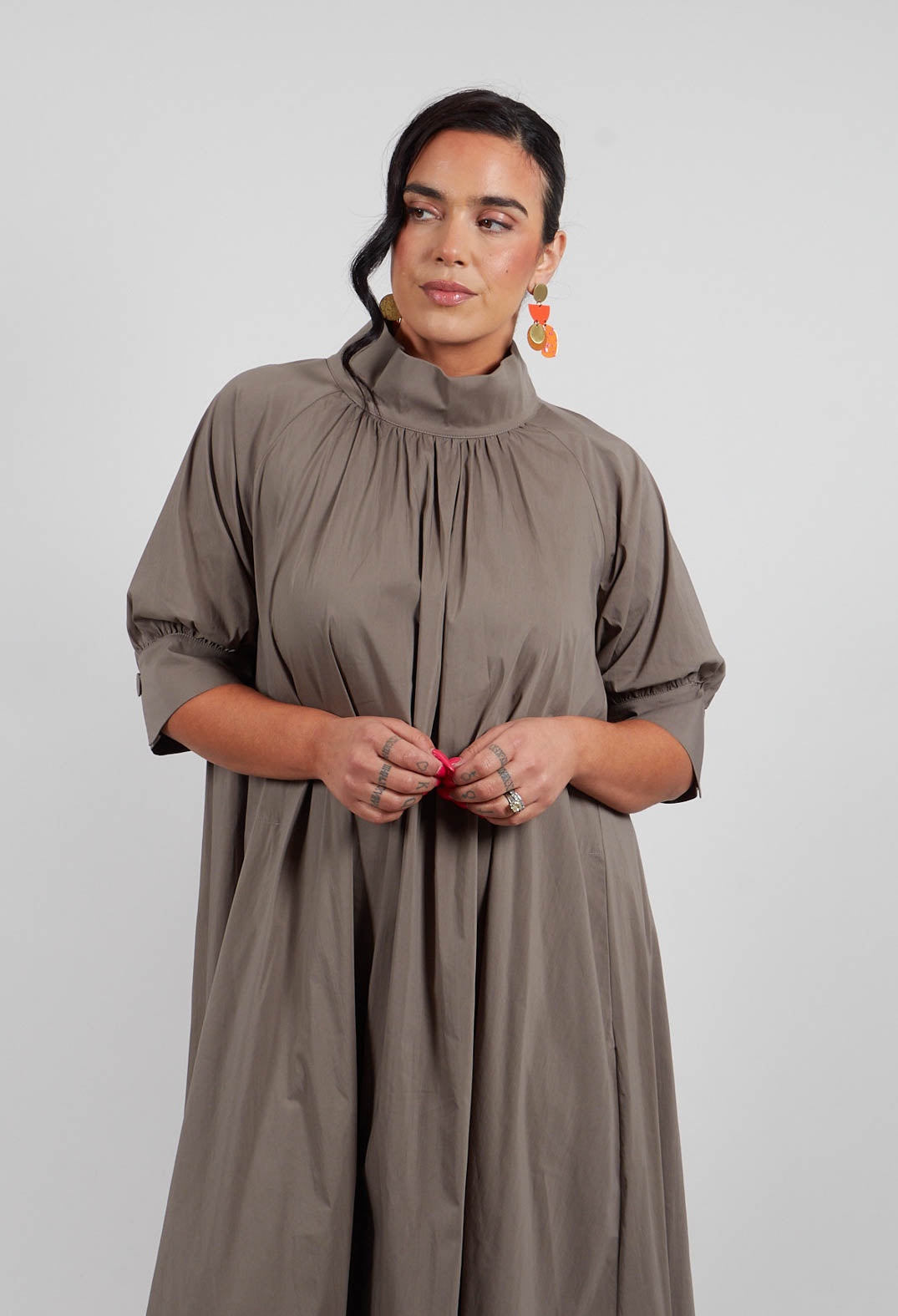 Smock Dress in Khaki
