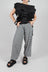 Wide Leg Checked Trouser in Black and White