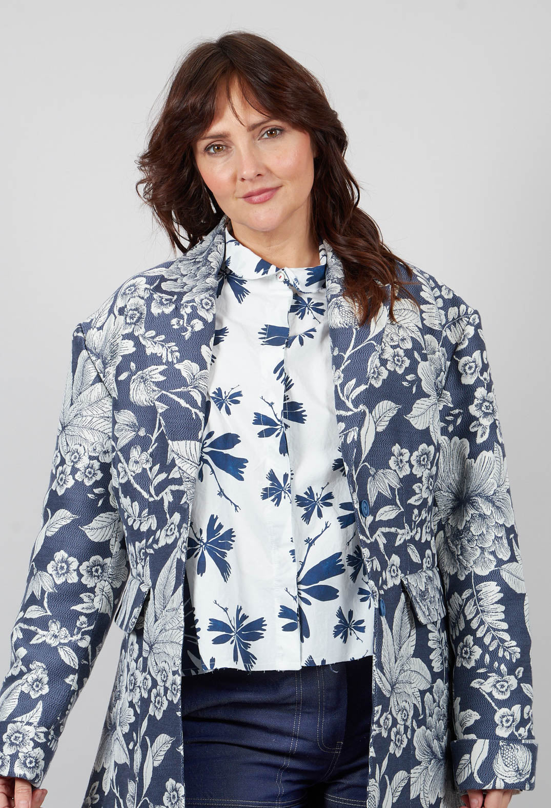 Dida Jacket in Blue/Ecru