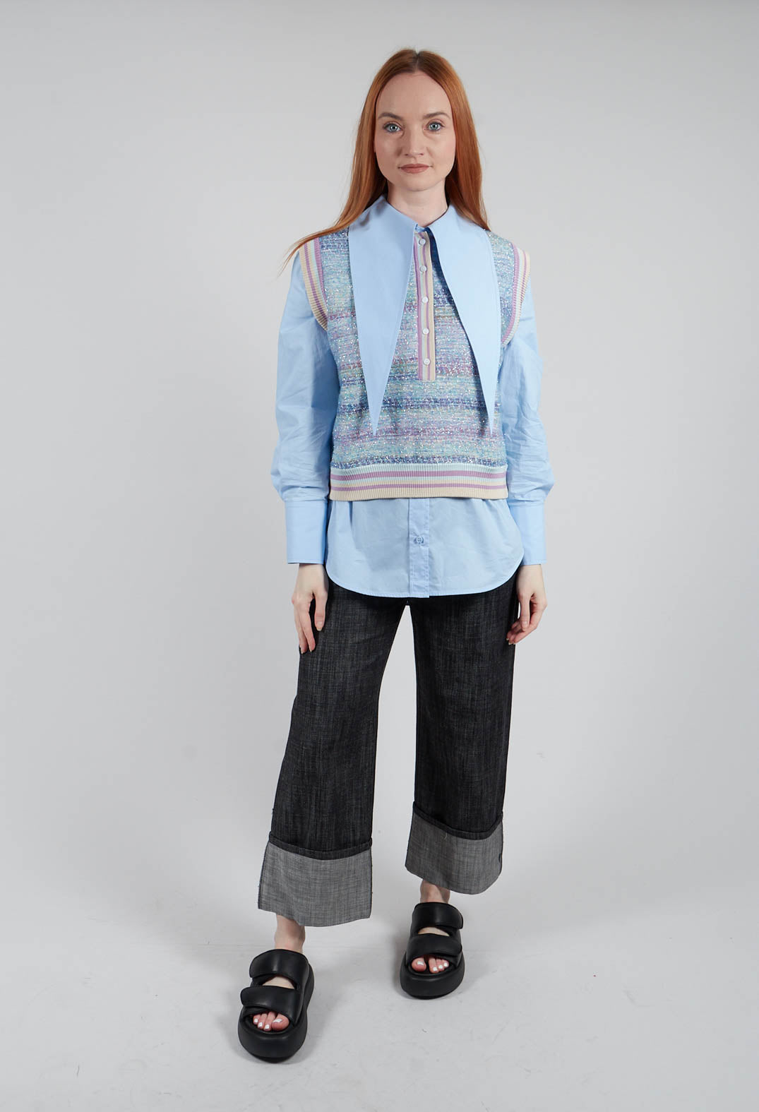 Turn Up Trouser in Nero Grafite