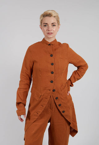 Linen Penguin Coat in Terracotta