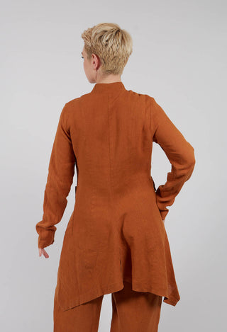 Linen Penguin Coat in Terracotta
