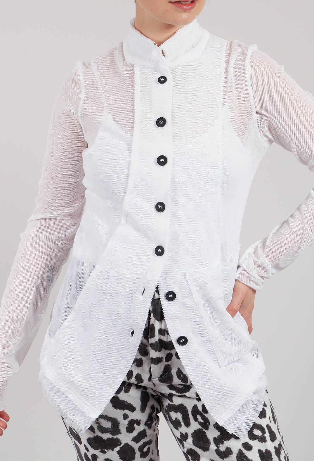 Sheer Mini Penguin Jacket in White
