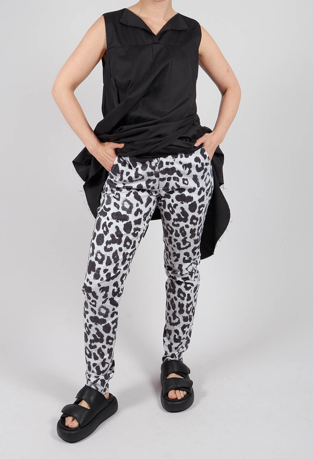 Straight Trousers in Leo Black and White