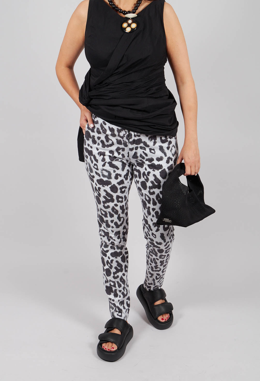 Straight Trousers in Leo Black and White