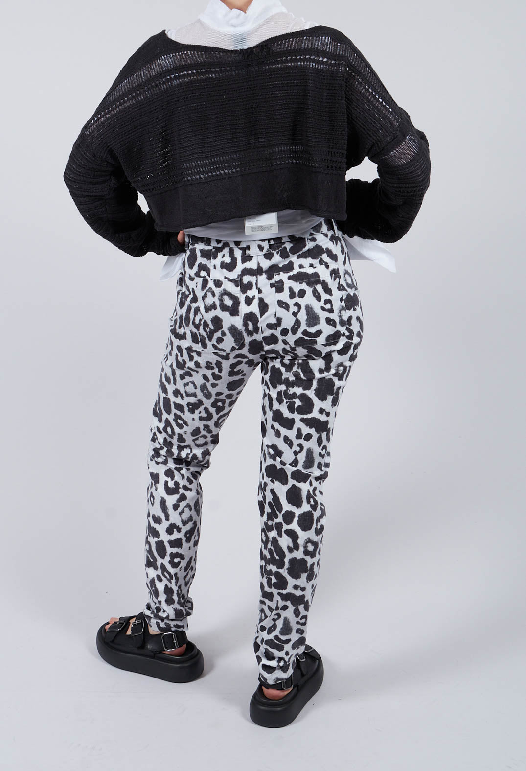 Straight Trousers in Leo Black and White